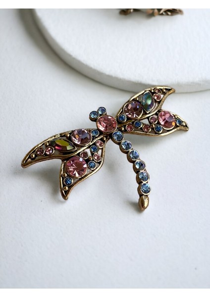 Kristal Taşlı Yusufçuk Figür Broş fiyatları