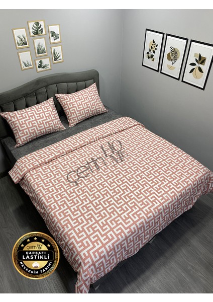 Çetinhome Çarşafı Lastikli Çift Kişilik Nevresim Takımı Labirent