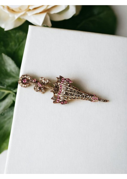 Renkli Kristal Taşlı Şemsiye Figür Broş