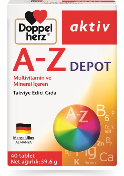 Aktiv A-Z Depot Multivitamin ve Mineral 40 Tablet