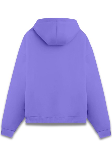 Gamer Baskılı Mor Unisex Oversize Fit Pamuklu Kapüşonlu Sweatshirt fiyatları