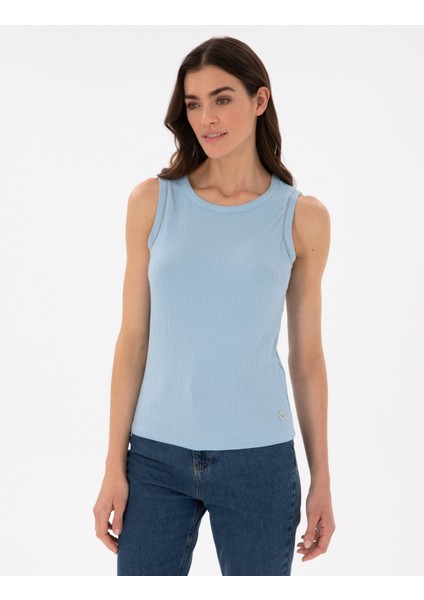 Kadın Açık Mavi Ex. Slim Fit Örme Bluz 50301485-VR003