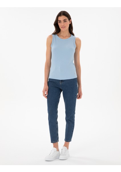 Kadın Açık Mavi Ex. Slim Fit Örme Bluz 50301485-VR003