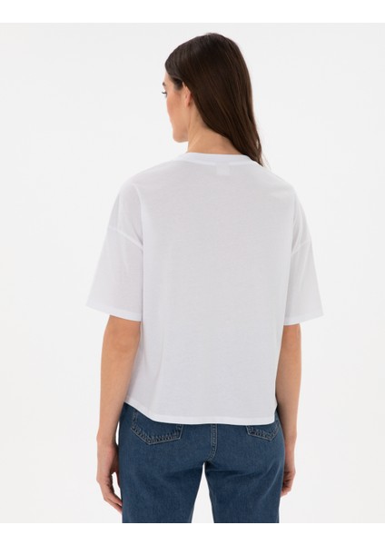 Kadın Beyaz Comfort Fit Tişört 50301483-VR013