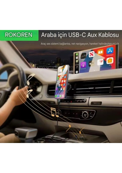 2-Metre Type-C To 3.5mm Aux Kablo Dac Çip+Hi-Fi Ses Ce+FC+RoHS Sertifikalı Hasır Örgülü Sağlam Ses Kablosu Telefon/Araba/Tablet