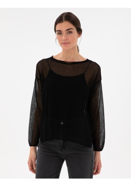 Kadın Siyah Oversize Kazak 50305604-VR046