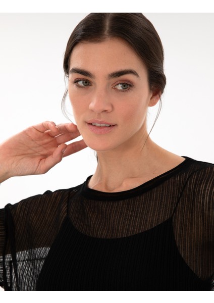 Kadın Siyah Oversize Kazak 50305604-VR046