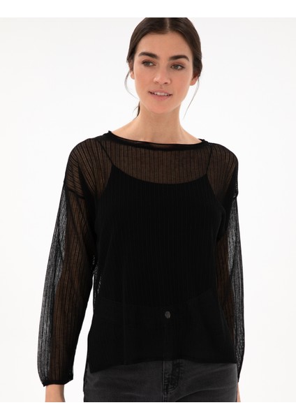 Kadın Siyah Oversize Kazak 50305604-VR046