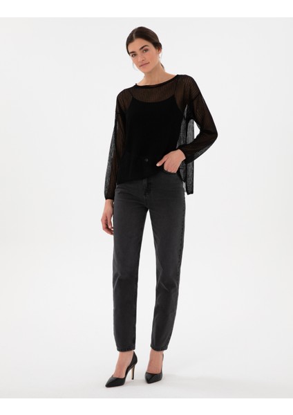 Kadın Siyah Oversize Kazak 50305604-VR046