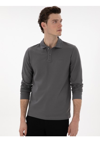 Erkek Gri Slim Fit Kıvrılmaz Yaka Sweatshirt 50307408-VR024 modelleri