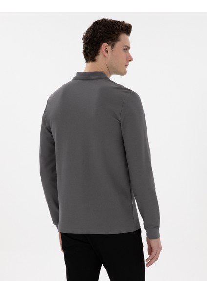 Erkek Gri Slim Fit Kıvrılmaz Yaka Sweatshirt 50307408-VR024 indirimleri
