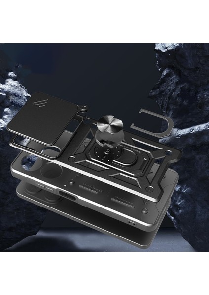 Realme Note 60 Uyumlu Kılıf Sürgülü Yüzüklü Standlı Armour Darbe Emici Dayanıklı Tank Zırh Kapak fiyatları