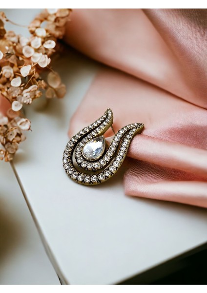 Zirkon Taşlı Lale Figür İğneli Broş