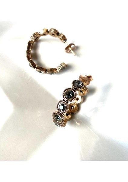 Turkuaz Taşlı Su Yolu Halka Küpe