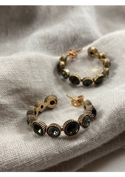 Turkuaz Taşlı Su Yolu Halka Küpe indirimleri