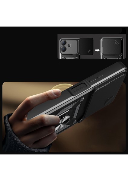 Realme Note 60 Uyumlu Kılıf Sürgülü Yüzüklü Standlı Armour Darbe Emici Dayanıklı Tank Zırh Kapak indirimleri