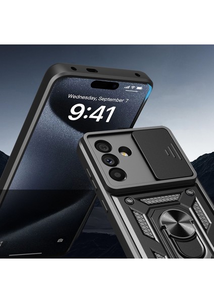 Samsung Galaxy A26 Uyumlu Kılıf Sürgülü Yüzüklü Standlı Armour Darbe Emici Dayanıklı Tank Zırh Kapak modelleri