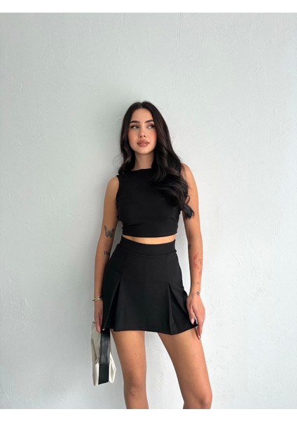 Kadın Siyah Tek Omuzlu Kolsuz Mini Boy Elbise