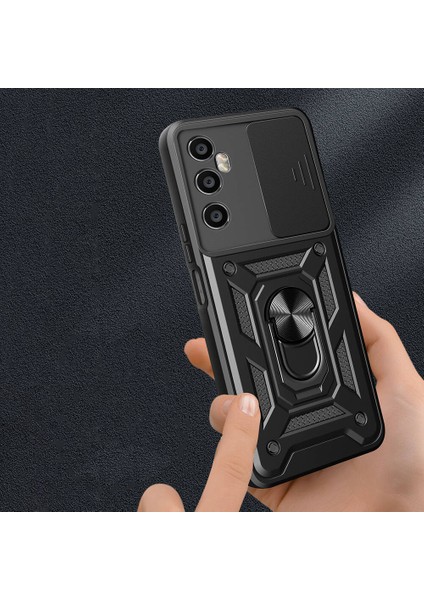 Realme C65 Uyumlu Kılıf Sürgülü Yüzüklü Standlı Armour Darbe Emici Dayanıklı Tank Zırh Kapak fiyatları