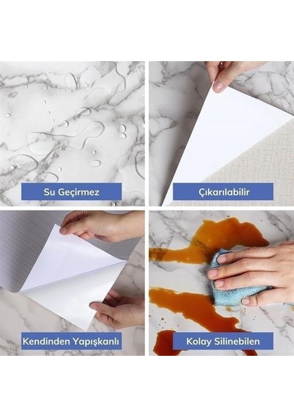 5mt x 60 cm Mermer Desenli Masa Tezgah Mutfak Su Geçirmez Yapışkanlı Folyo Sticker