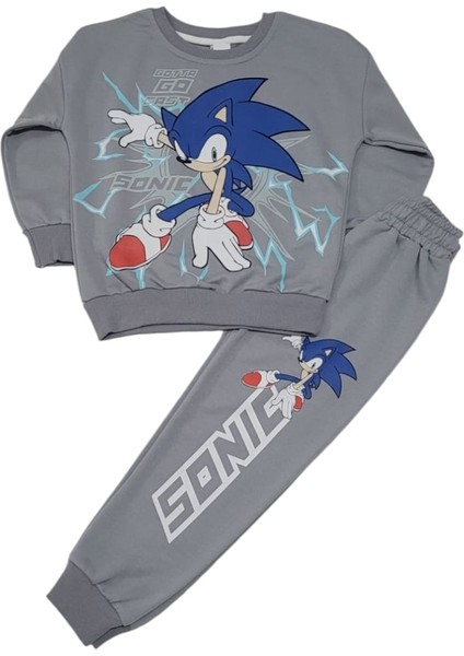 Erkek Çocuk Pamuklu Sonic Desenli Uzun Kollu Mevsimlik Pijama Takımı