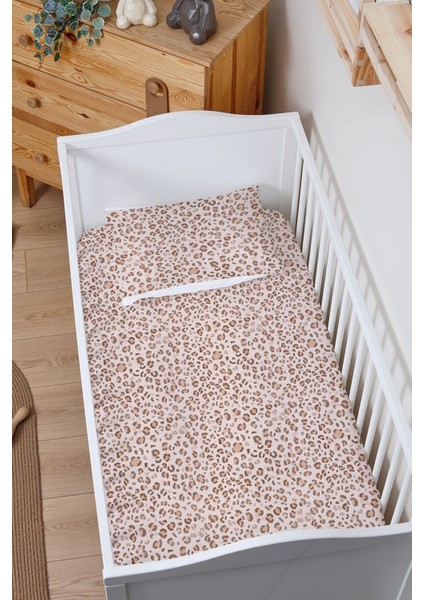 Organik Bebek Boy Lastikli Çarşaf Seti - Leopar Şıklığı
