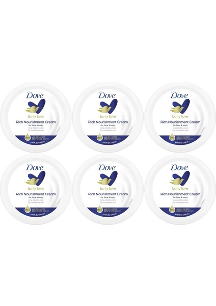 Besleyici El ve Vücut Bakım Kremi 250ML Rich Nourishment Cream (Mavi) (6 Lı Set)
