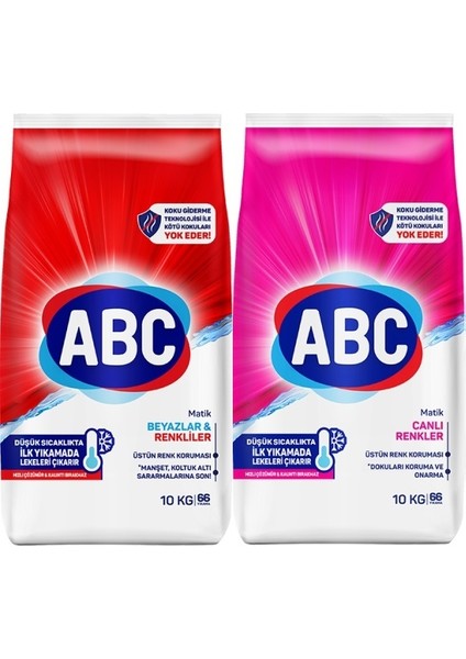 Matik Toz Çamaşır Deterjanı 20KG (2PK*10KG) Karma Set Klasik & Canlı Renkler (132 Yıkama)