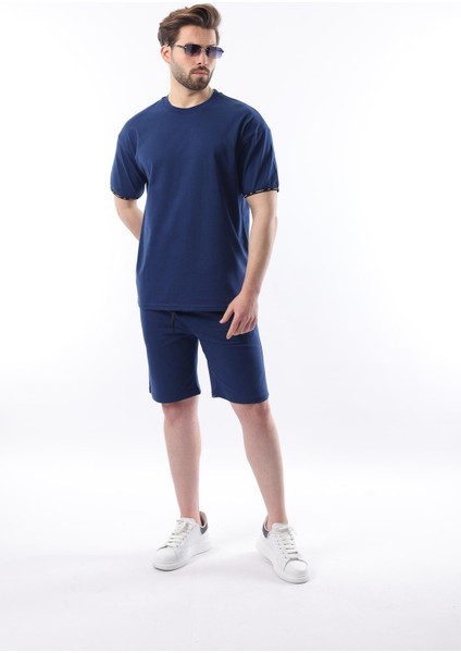 Lacivert Basic Erkek Şort T-Shirt Takımı E7307