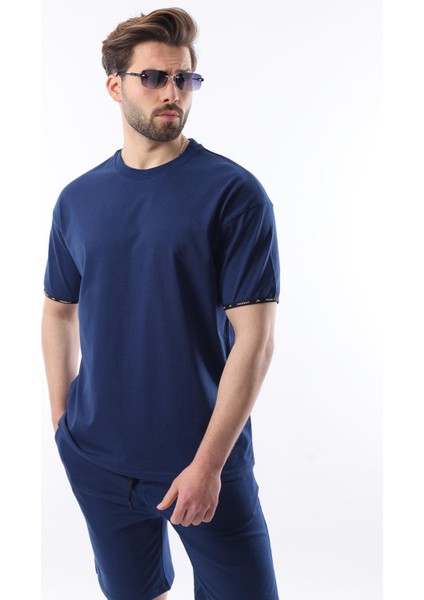 Lacivert Basic Erkek Şort T-Shirt Takımı E7307