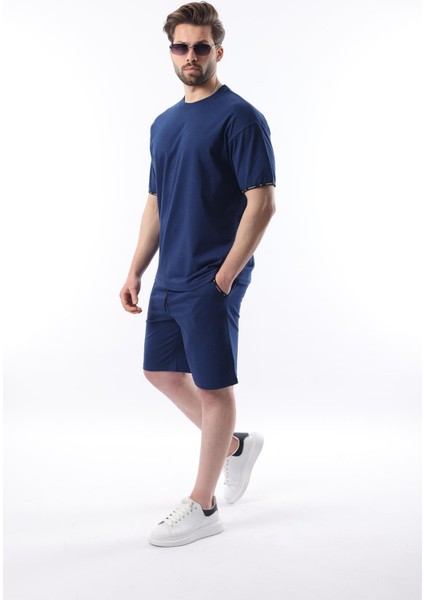 Lacivert Basic Erkek Şort T-Shirt Takımı E7307