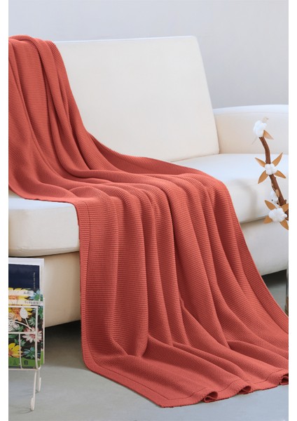 Alina Organik Pamuk Nefes Alan Örtü, Örgü Koltuk Şalı, Tv Battaniyesi