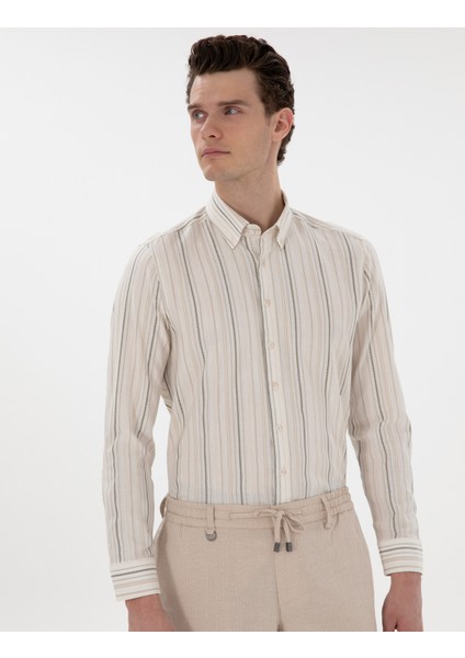 Erkek Haki Regular Fit Uzun Kollu Gömlek 50305058-VR027