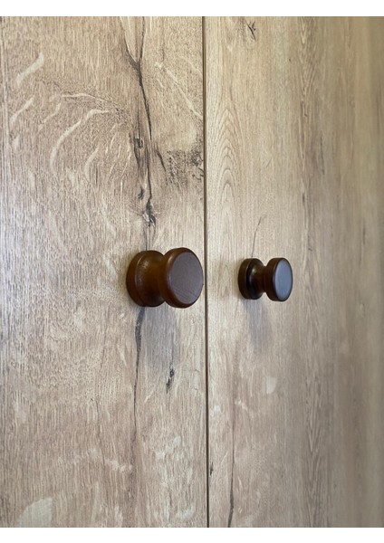 Dekoratif Doğal Ahşap 8'li Düğme Dolap Kulpu Kestane