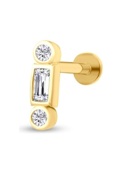 Altın Baget Taşlı Tragus Piercing