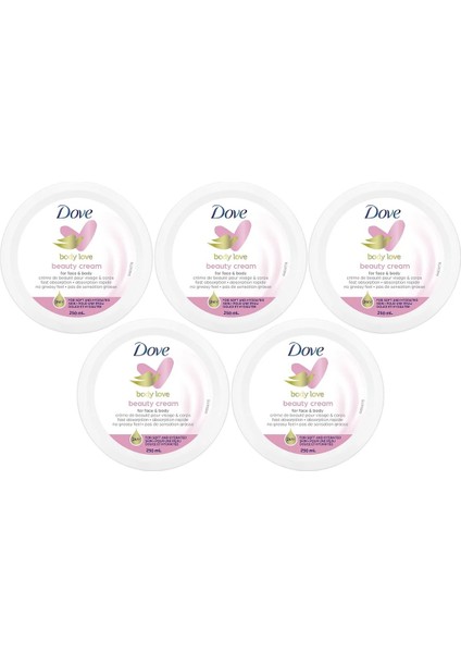 Besleyici El ve Vücut Bakım Kremi 250ML Beauty Cream (Pembe) (5 Li Set)
