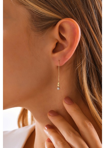 14 Ayar Altın Mini Dorika Toplu Pırlanta Küpe Efektli fırsatları