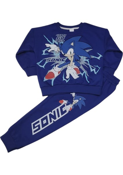 Erkek Çocuk Pamuklu Sonic Desenli Uzun Kollu Mevsimlik Pijama Takımı