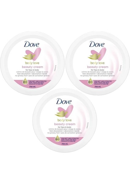 Besleyici El ve Vücut Bakım Kremi 250ML Beauty Cream (Pembe) (3 Lü Set)