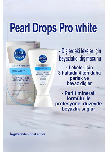Pro White- 2 Adet- Perlit Minareli ile inatçı Lekeri Çıkaran Beyazlatıcı Diş Macunu 50 ml