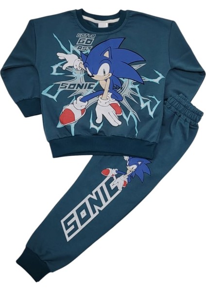 Erkek Çocuk Pamuklu Sonic Desenli Uzun Kollu Mevsimlik Pijama Takımı