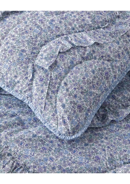 Floral Euphoria Fırfırlı Çift Kişilik Yatak Örtüsü Takımı 200 x 220 cm Mavi fırsatları