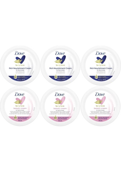 Besleyici El ve Vücut Bakım Kremi 250ML (Rich Nourishment Cream+ Beauty Cream) Karma (6 Lı Set)