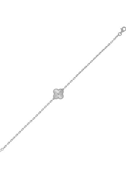 925 Ayar Gümüş Altın Yaldızlı Lazer İşlemeli Alhambra Yonca Bileklik