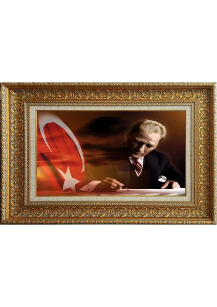 Özel Altın Seri Atatürk Paspartulu Tablo NH225