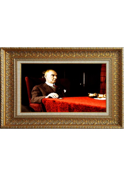 Özel Altın Seri Atatürk Paspartulu Tablo NH112