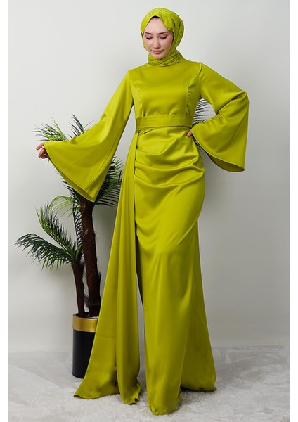 Yasemin Saten Abiye Yağ Yeşil fırsatları