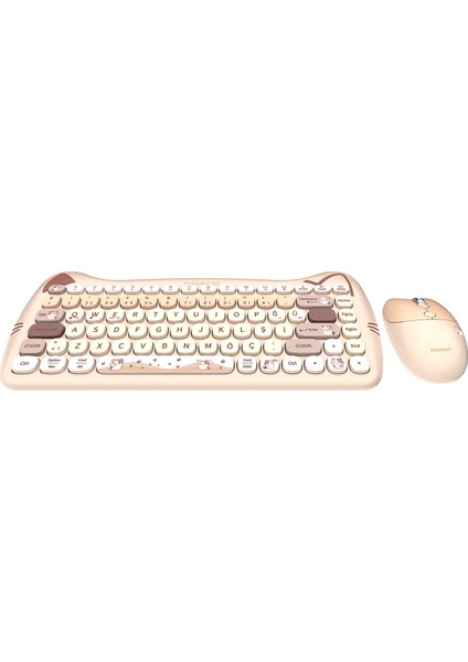 KM-6285 Catty Mını Renkli Tuşlu Bej 2.4 Ghz + Bt Kablosuz Q Multimedia Klavye + Mouse Set