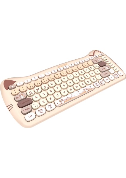 KM-6285 Catty Mını Renkli Tuşlu Bej 2.4 Ghz + Bt Kablosuz Q Multimedia Klavye + Mouse Set