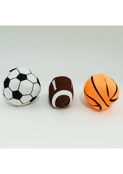 Oyuncak 3'lü Yumuşak Peluş Top Seti - Amerikan Futbol - Basketbol - Futbol Topu Soft Üçlü Oyun Set